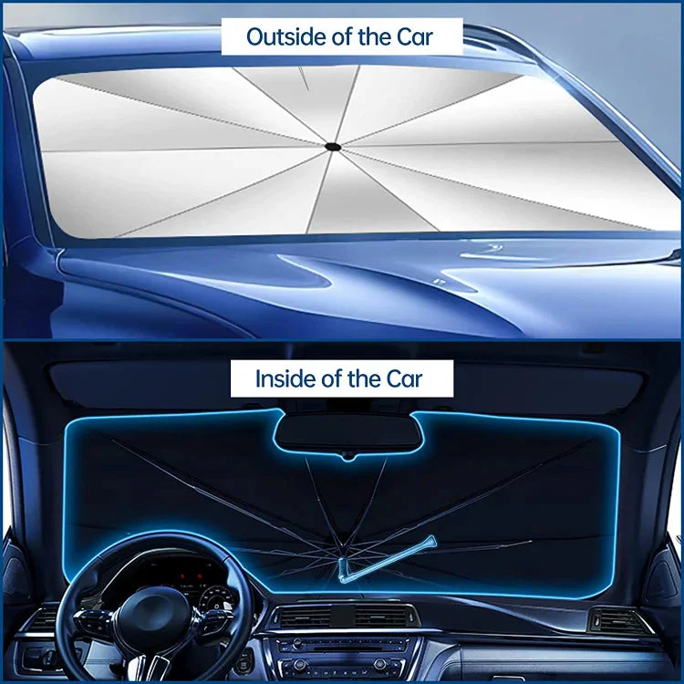 Car Windshield Sun Shade Umbrella - Foldable Car Umbrella Sunshade Cover UV Block Car Front Window (Heat Insulation Protection) for Auto Windshield Covers Most Cars - Image 5