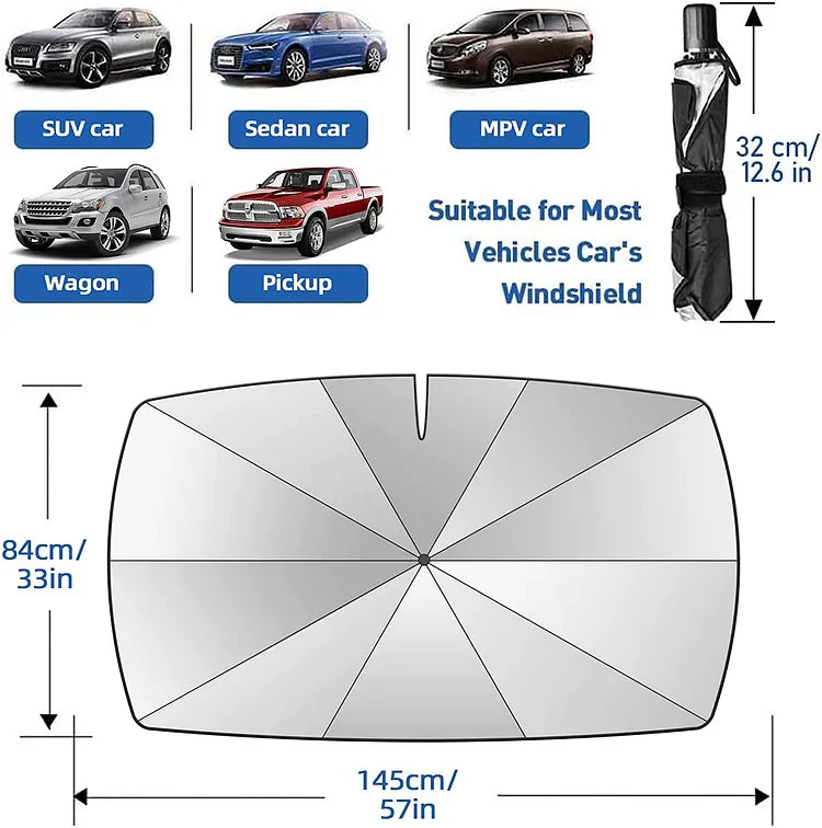Car Windshield Sun Shade Umbrella - Foldable Car Umbrella Sunshade Cover UV Block Car Front Window (Heat Insulation Protection) for Auto Windshield Covers Most Cars - Image 7