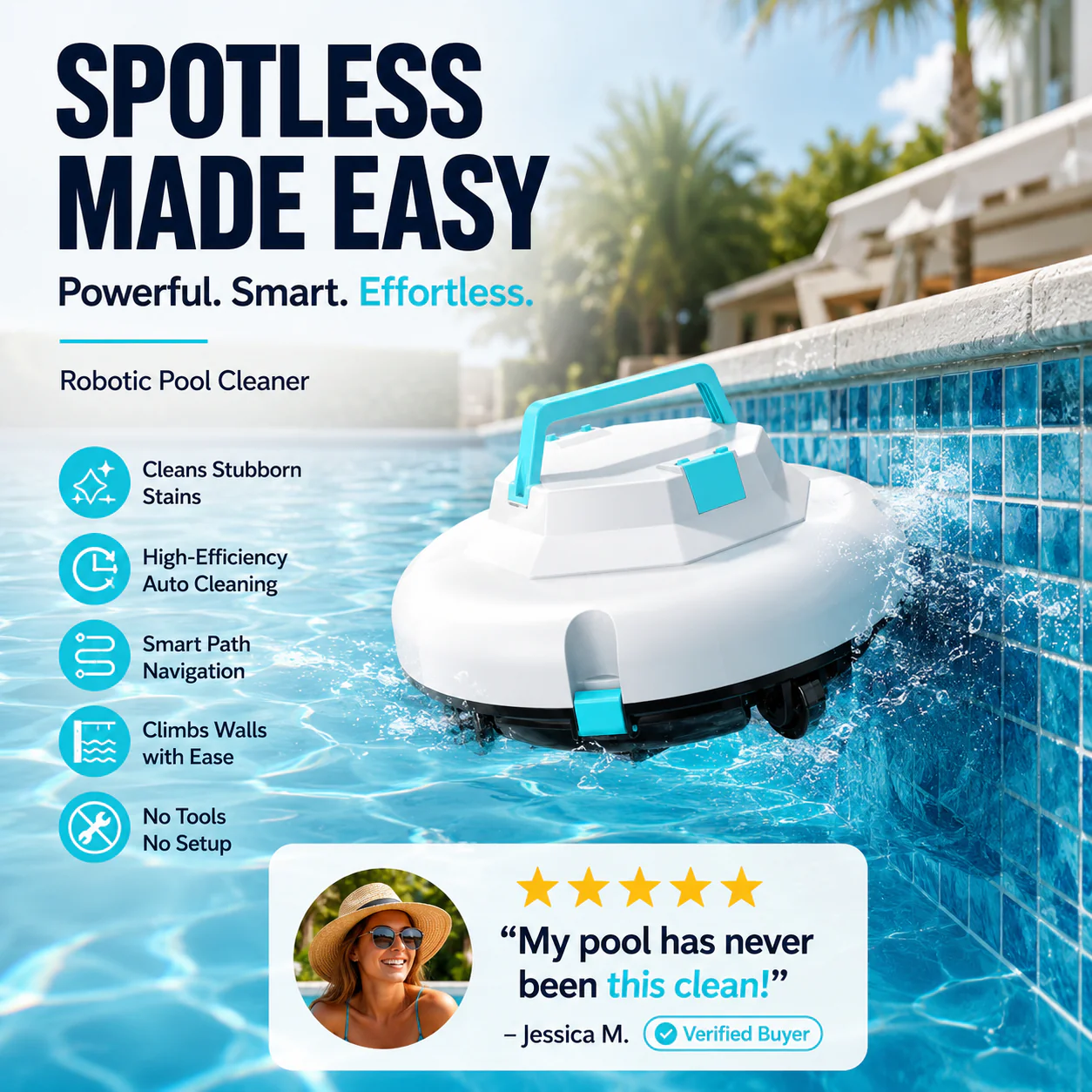 🤖New arrival 50% OFF!🌊Pool Cleaning Robot | Cordless · Powerful Suction · Smart Navigation · One-Touch Start · Easy-to-Remove Filter Basket🏖️ - Image 6