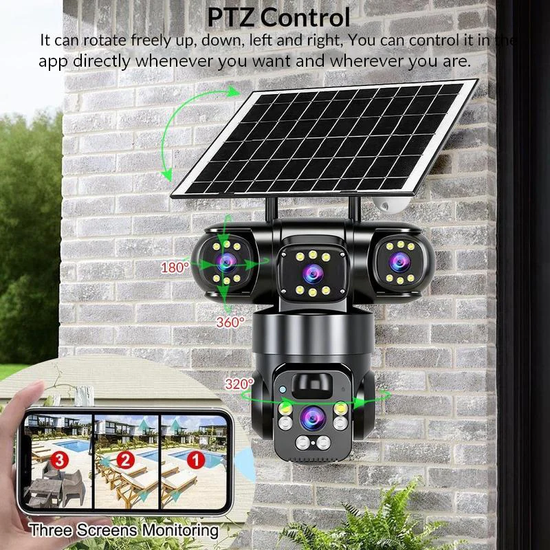 📢📢40% OFF !!!⏰6K 9MP Outdoor Wi-Fi Security Camera | 10x Zoom, 3 Lenses, 360° PTZ | IP66 Waterproof, Color Night Vision, Two-Way Audio, Motion Tracking - Image 3