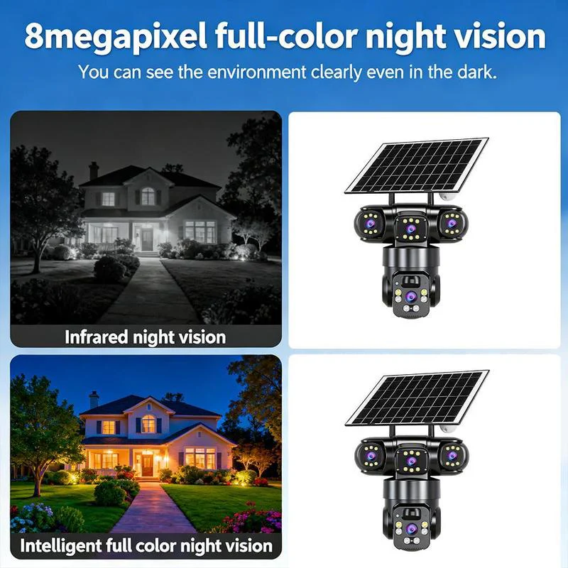 📢📢40% OFF !!!⏰6K 9MP Outdoor Wi-Fi Security Camera | 10x Zoom, 3 Lenses, 360° PTZ | IP66 Waterproof, Color Night Vision, Two-Way Audio, Motion Tracking - Image 4