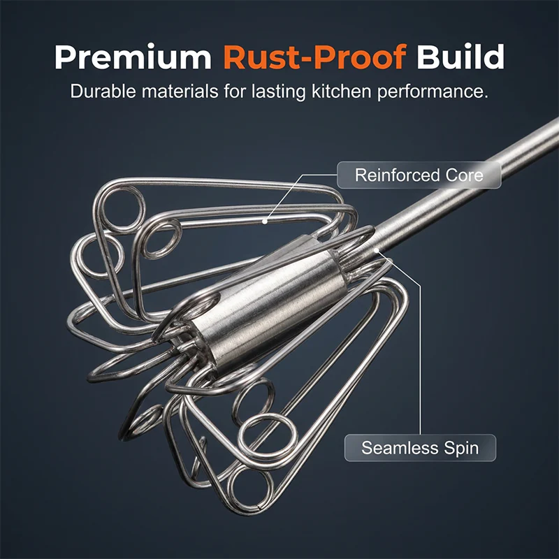 🔥Stainless Steel Semi-Automatic Hand Egg Beater - Image 3