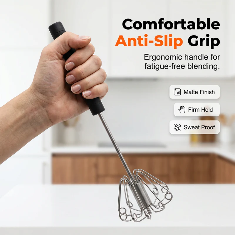 🔥Stainless Steel Semi-Automatic Hand Egg Beater - Image 4