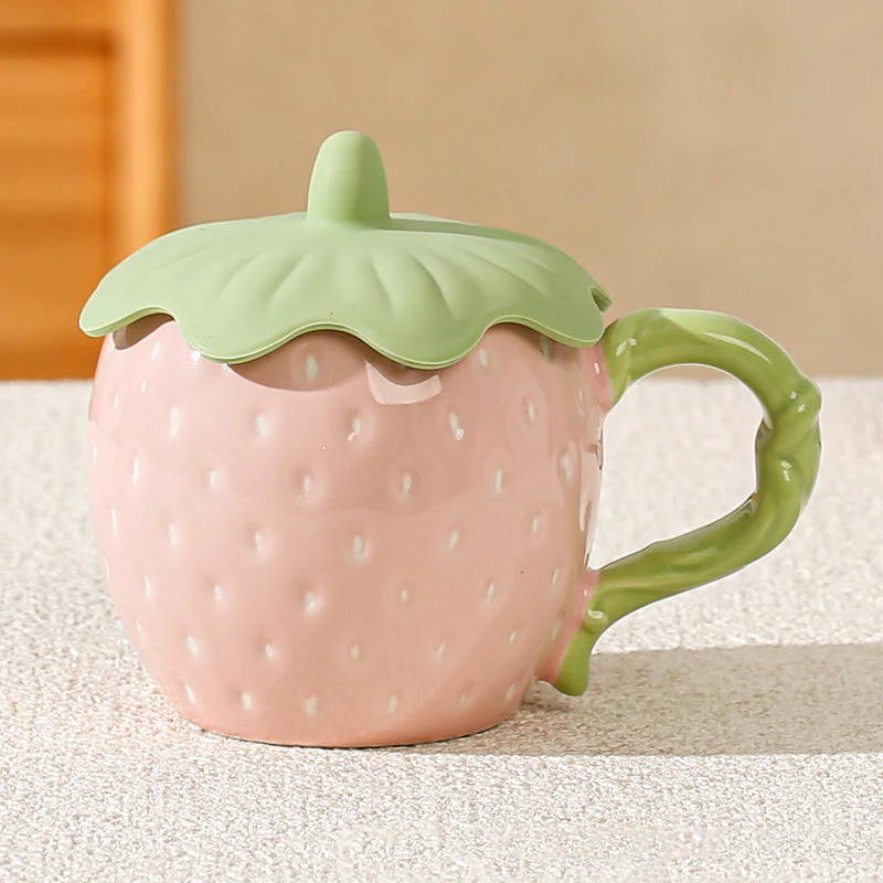 Strawberry Ceramic Mug with Lid - Image 10