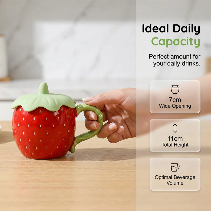 Strawberry Ceramic Mug with Lid - Image 7