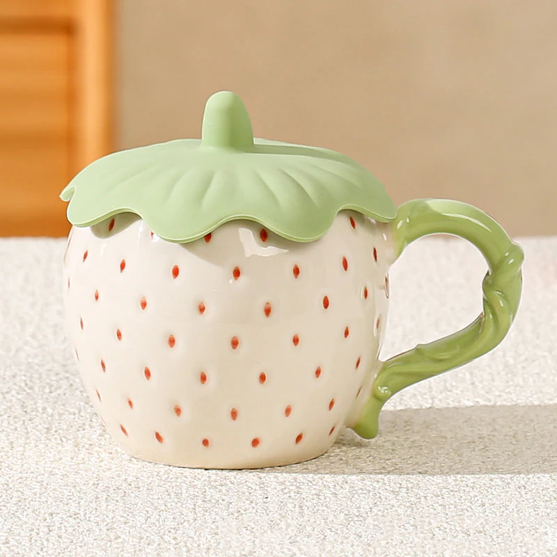Strawberry Ceramic Mug with Lid - Image 9