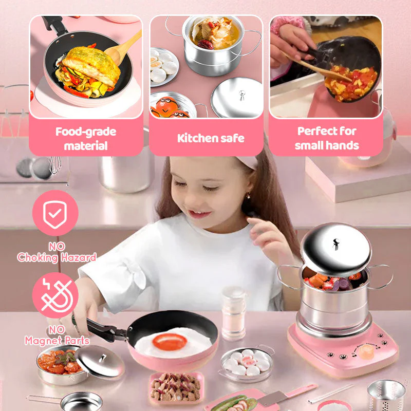 🎁[Best Gift For Kid]🍳Children's Real Cooking Mini Kitchen Toys - 22 PCS Set - Image 7