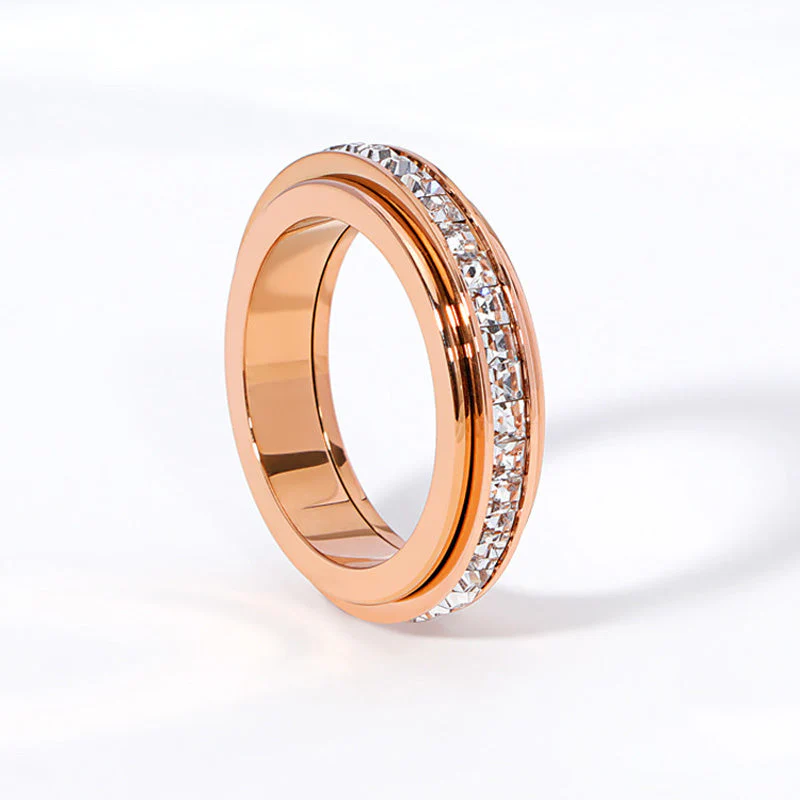 💖Titanium steel rotating spinner ring with cubic zirconia💖 - Image 10