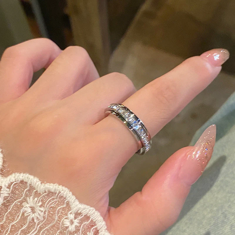 💖Titanium steel rotating spinner ring with cubic zirconia💖 - Image 6
