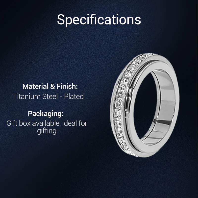 💖Titanium steel rotating spinner ring with cubic zirconia💖 - Image 8