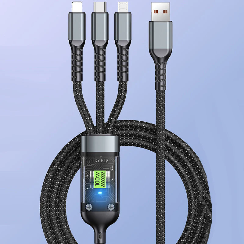 Transparent Luminous 3-in-1 Super Fast Charging Cable - Image 2