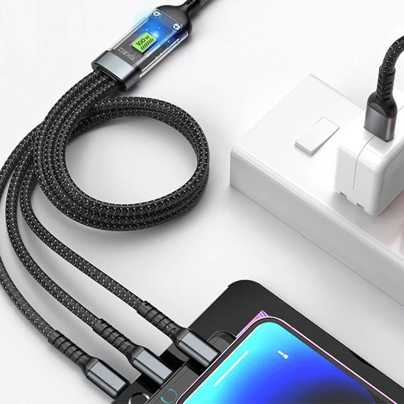Transparent Luminous 3-in-1 Super Fast Charging Cable - Image 4