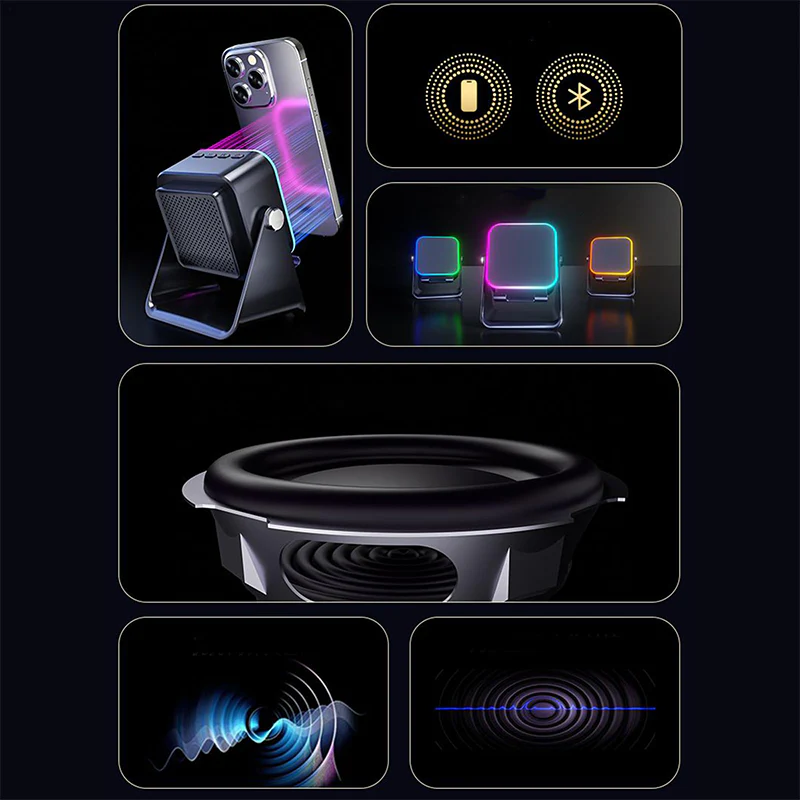 🎶📱5-in-1 Wireless Induction Bluetooth Speaker with Adjustable Phone Stand - Image 4