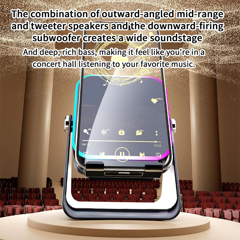 🎶📱5-in-1 Wireless Induction Bluetooth Speaker with Adjustable Phone Stand - Image 6